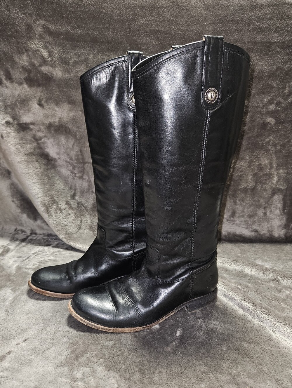 Frye Melissa Button Tall Black Leather Riding Boots 6.5 Equestrian Horse Girl